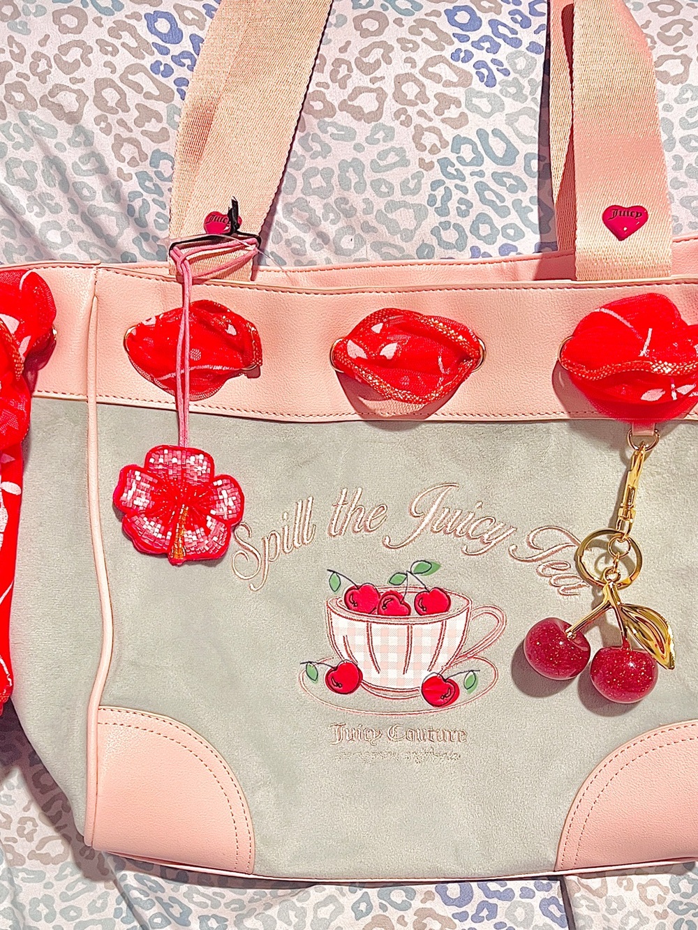 New Green Juicy Couture Purse Daydreamer Tote Bag Handbag Spill the Juicy Tea